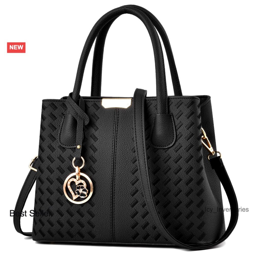 Pu Leather Tote Bag With Removable Shoulder Strap And Multiple Pockets